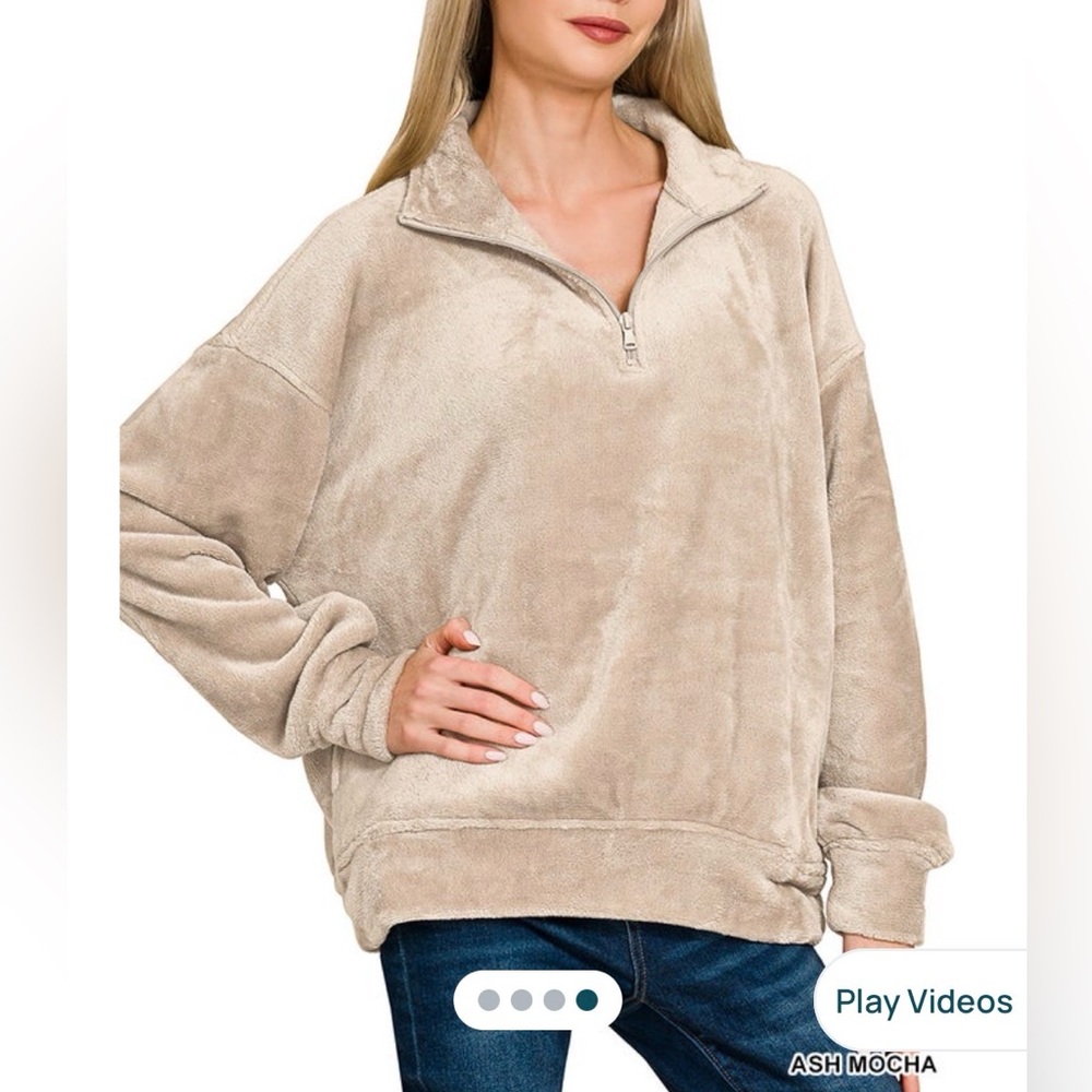 Huge Discount!!  ZENANA FAUX FUR HALF ZIP POCKET PULLOVER